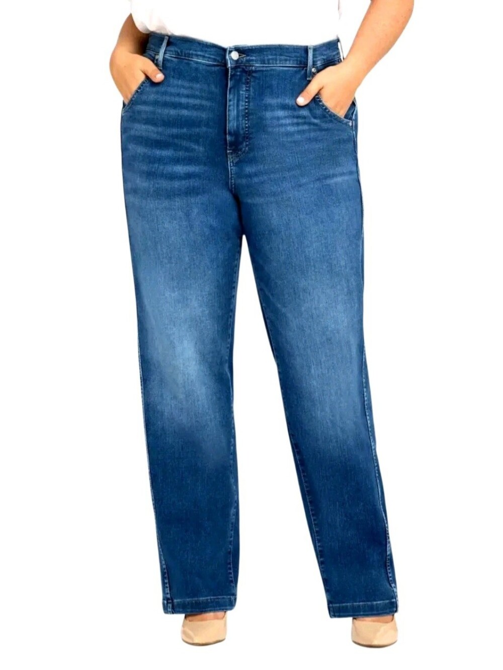 NYDJ Womens Jeans Size 14 Opera Blue Brooke High Waist Loose Straight New